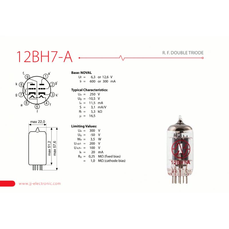 Лампа для усилителя мощности JJ ELECTRONIC 12BH7-A - купить в Одессе ...