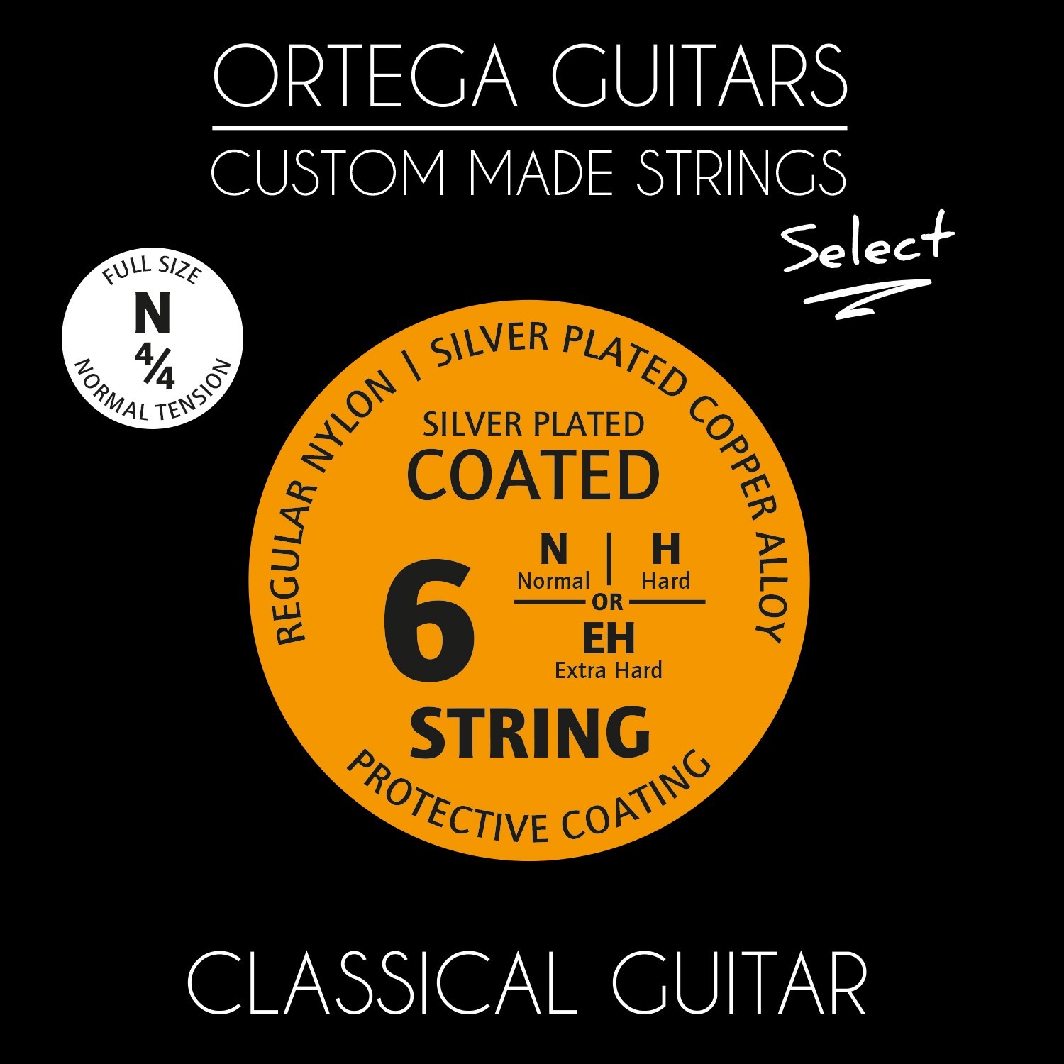 Normal Select Custom Phoenix Струни для класичної гітари Ortega Custom Select Coated Regular Nylon ...