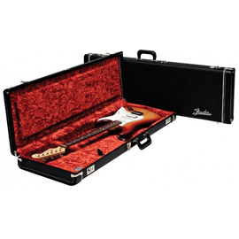 Кейс для электрогитары FENDER STRAT/TELE HARDSHELL CASE DELUXE BLACK AMP LOGO & RED PLUSH