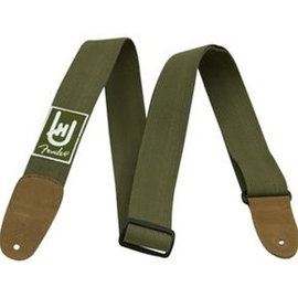 Ремень для гитары FENDER OLIVE 'ROCK ON'  COTTON/LEATHER