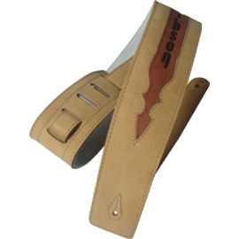 Гитарный ремень GIBSON ASGG-BL010 BRUSHED LEATHER STRAP TAN W/COGNAC INSERT