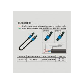 Кабель Kaifat SC008, шт. Speakon - шт. Speakon, 10 м, 2х1.5 кв мм