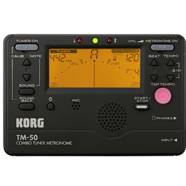 Тюнер-метроном с пьезомикрофоном в комплекте KORG TM-50C-BK