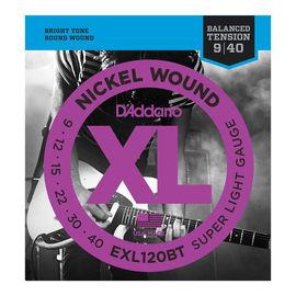 Струны для электрогитары D`ADDARIO EXL120BT XL NICKEL BALANCED TENSION, SUPER LIGHT (09-40)