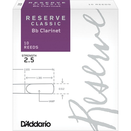 Трости для кларнета D`ADDARIO DCT1025 Reserve Classic Bb Clarinet #2.5 - 10 Box