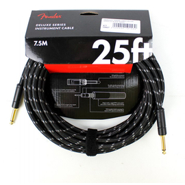 Кабель инструментальный FENDER CABLE DELUXE SERIES 25' BLACK TWEED, фото 