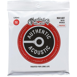 Струни для акустичної гітари MARTIN MA140T Authentic Acoustic Lifespan 2.0 80/20 Bronze Light (12-54), image 
