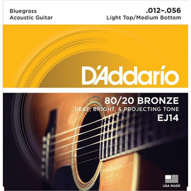Струны для акустических гитар D'ADDARIO EJ14 SET ACOUSTIC GTR 80/20 BLUEGRASS