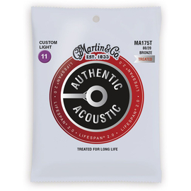 Струны для акустической гитары MARTIN MA175T Authentic Acoustic Lifespan 2.0 80/20 Bronze Custom Light (11-52)
