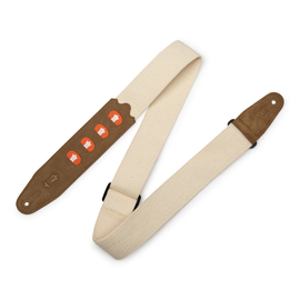 Гітарний ремінь з тримачем для медіаторів LEVY'S MC2PH-NAT 2″ Natural Cotton Pick Holder Guitar strap