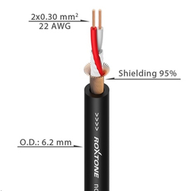 Кабель микрофонный Roxtone MC230, 2х0.3 кв. мм, вн. диаметр 6.2 мм, 100 м