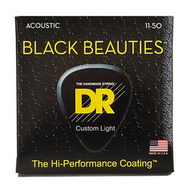 Струны для акустической гитары DR STRINGS BLACK BEAUTIES ACOUSTIC - CUSTOM LIGHT (11-50) BKA-11