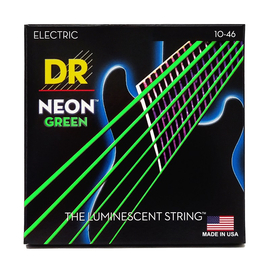 Люмінесцентні струни для електрогітари DR STRINGS NEON GREEN ELECTRIC - MEDIUM (10-46) NGE-10