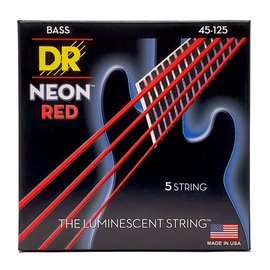 Люминесцентные струны для 5-струнной бас-гитары DR STRINGS NEON RED BASS - MEDIUM 5 STRING (45-125) NRB5-45