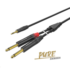 Готовий аудіокабель Roxtone PACC280L2, 1x3.5мм stereo - 2x6.3мм mono, 2 м