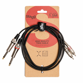 Кабель 2×Jack 6,35 мм TS (папа) - 2×RCA (папа) STAGG N STC1,5PCM (длина 1.5 м)Кабель 2×Jack 6,35 мм TS (папа) - 2×RCA (папа) STAGG N STC1,5PCM (длина 1.5 м)