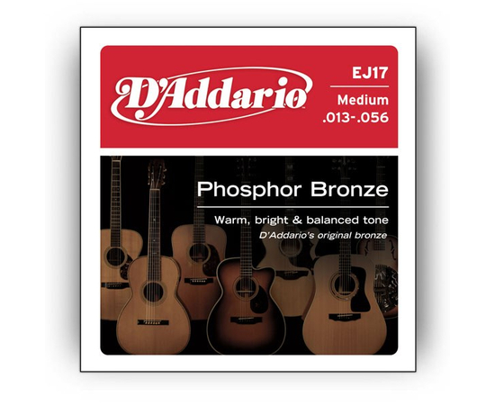 Струны для акустических гитар D`ADDARIO EJ17 PHOSPHOR BRONZE MEDIUM 13-56 - 106168 за 487 грн. | 4Club