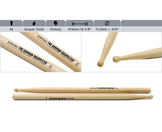 Барабанные палочки Rohema Rounded Tip 3A - 109065 за 0 грн. | 4Club