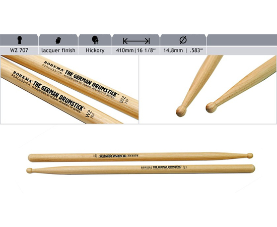 Барабанные палочки Rohema Rounded Tip WZ 707 - 109070 за 0 грн. | 4Club