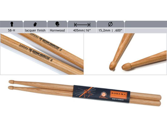 Барабанные палочки Rohema Hornwood 5B - 109046 за 643 грн. | 4Club
