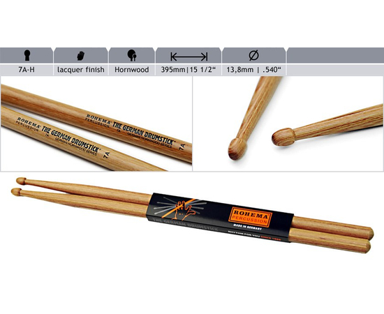 Барабанные палочки Rohema Hornwood 7A - 109047 за 493 грн. | 4Club