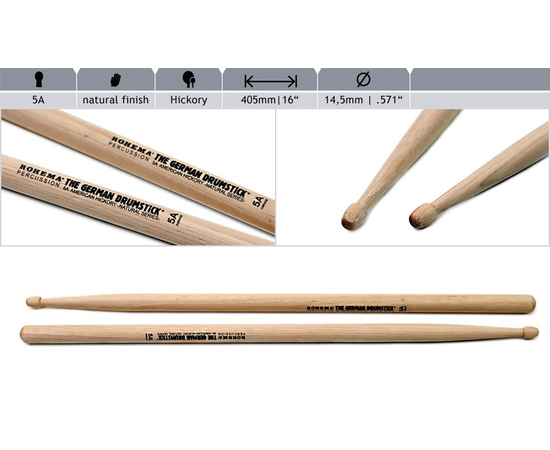 Барабанные палочки Rohema Natural 5A - 109057 за 0 грн. | 4Club