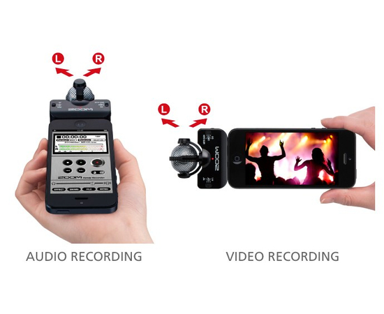 Портативный внешний стерео микрофон для iPhone, iPad и iPod Touch Zoom iQ5 Black