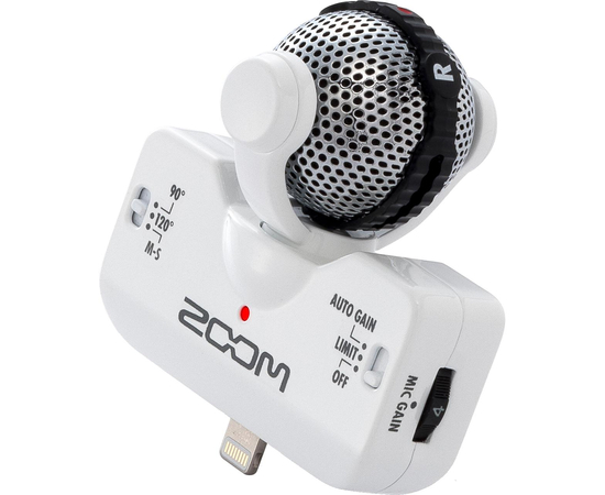 Портативный внешний стерео микрофон для iPhone, iPad и iPod Touch Zoom iQ5 White