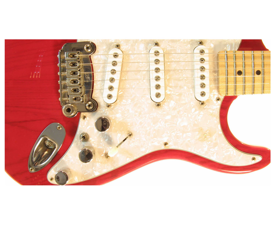 Гитара G&L S500 (Clear Red, Maple, 3-ply Pearl)