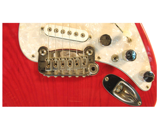 Гитара G&L S500 (Clear Red, Maple, 3-ply Pearl)