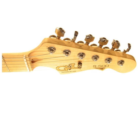 Гитара G&L S500 (Clear Red, Maple, 3-ply Pearl)
