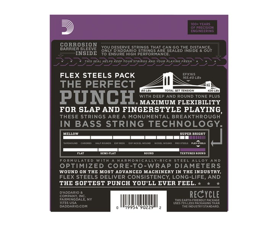 Струны для бас-гитар D`ADDARIO EFX165