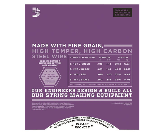 Струны для бас-гитар D`ADDARIO EFX170