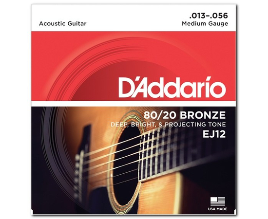 Струны для акустических гитар D`ADDARIO EJ12