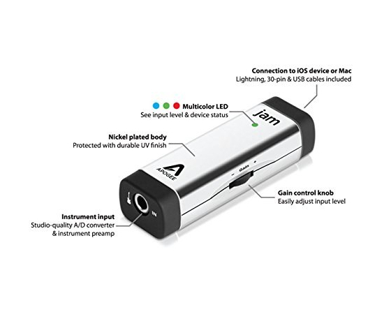 Гитарный интерфейс для iPad, iPhone и Mac APOGEE JAM 96K-LO