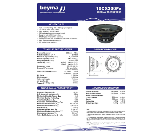 Динамик BEYMA 10CX300Fe