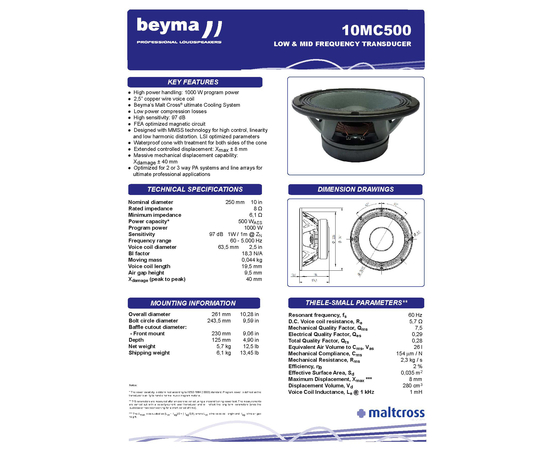 Динамик BEYMA 10MC500