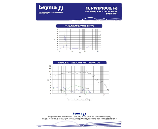Динамик BEYMA 18PWB1000Fe 4, 8 ohm