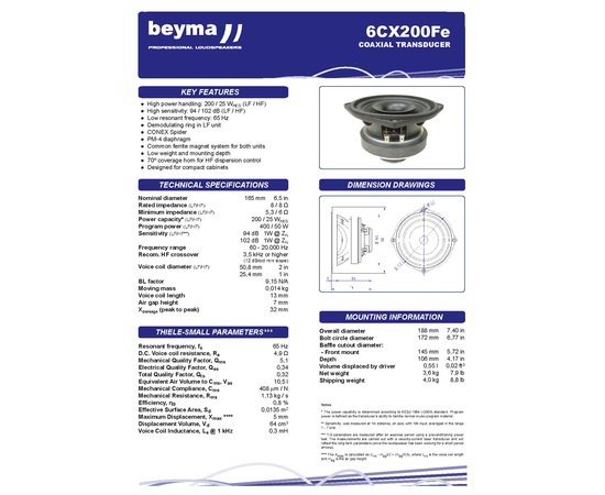 Динамик BEYMA 6CX200Fe