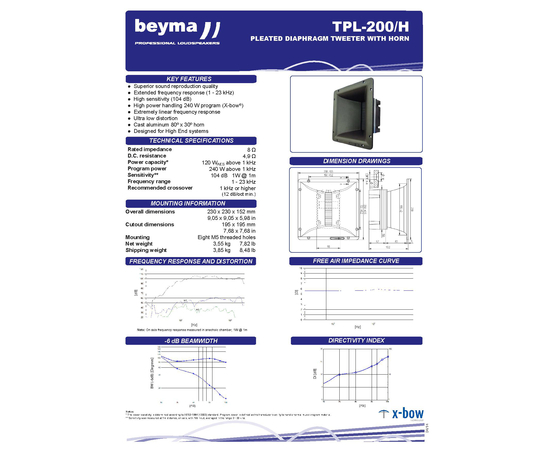 ВЧ драйвер BEYMA TPL 200/H