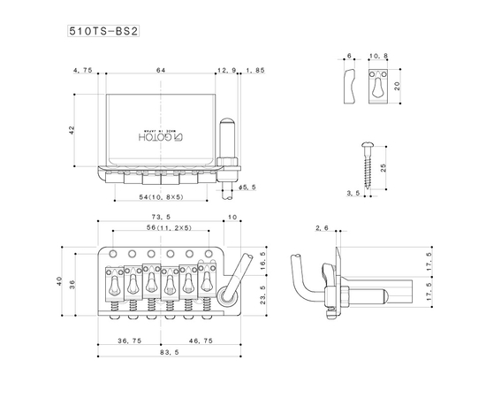 ​Тремоло для электрогитары GOTOH 510TSBS2 C