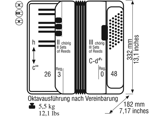 Аккордеон Weltmeister Perle 26/48/2/3