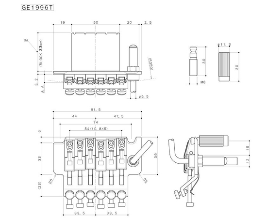 Тремоло типа FR для электрогитары GOTOH GE1996T(33) GG
