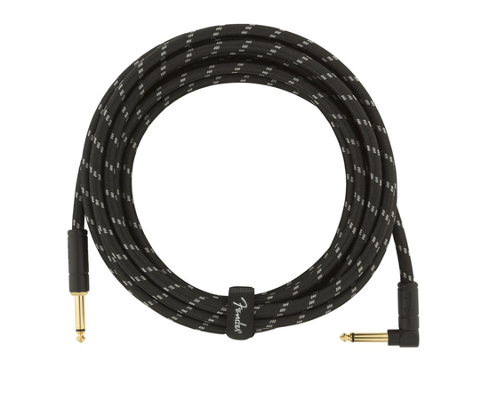 Кабель инструментальный FENDER CABLE DELUXE SERIES 15' ANGLED BLACK TWEED, фото 