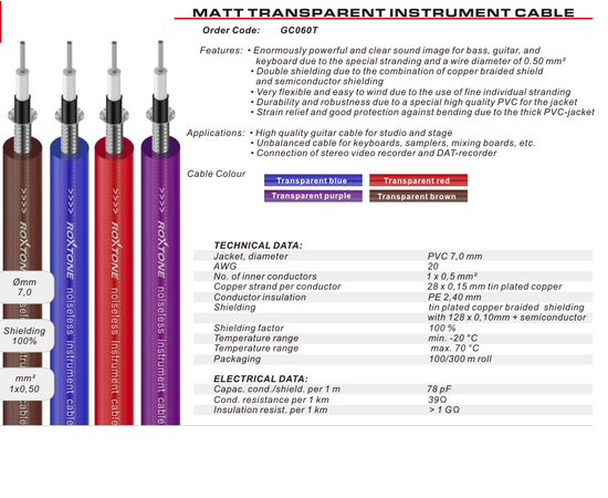 Кабель инструментальный Roxtone GC060T, фото 