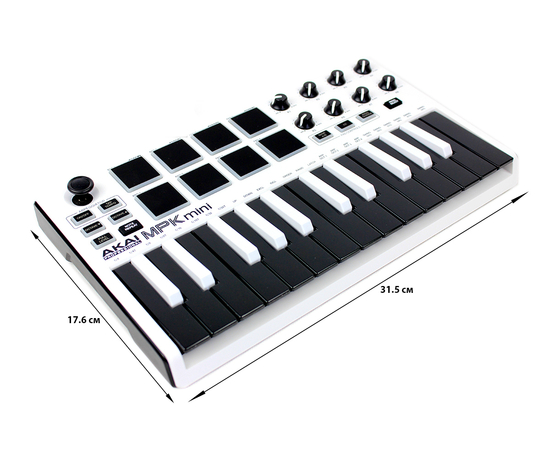MIDI клавиатура AKAI MPK MINI MK2 WHITE, фото , изображение 7