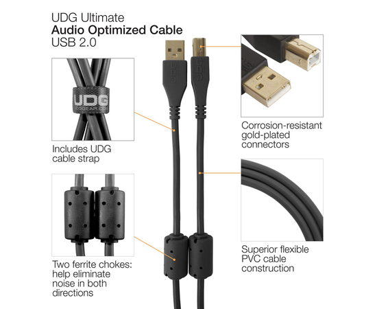 Кабель UDG Ultimate Audio Cable USB 2.0 A-B Green Straight 3m