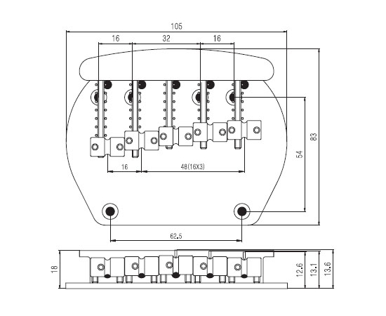 Бридж для бас-гитары PAXPHIL BB523 CR