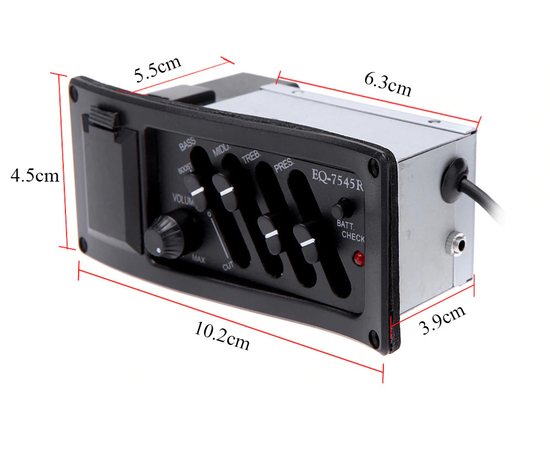 Активный предусилитель для акустической / классической гитары PAXPHIL EQ-7545R 4-BAND EQ ACOUSTIC PREAMP