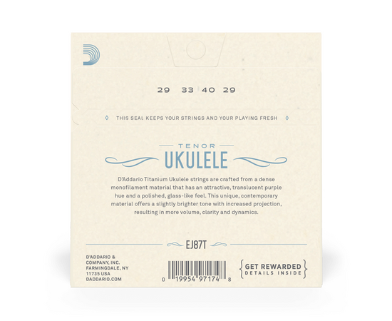 Струны для тенор-укулеле D'ADDARIO EJ87T TITANIUM UKULELE TENOR